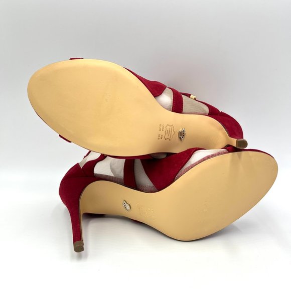 Nina Womens Size 8 Cranberry Red Strappy Stiletto Dress Sandals Heels Shoes 8M - Picture 9 of 13